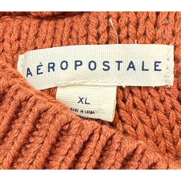 2/$30 Aeropostale Cable Knit Mock Neck Sweater Orange Pullover Knit Size XL - Picture 10 of 12